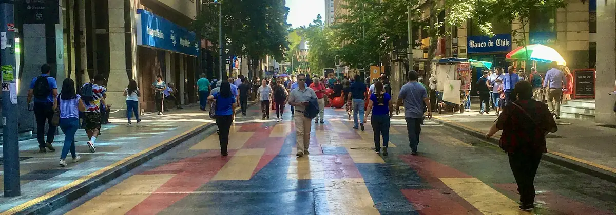 A colourful pedestrian crossing in Santiago