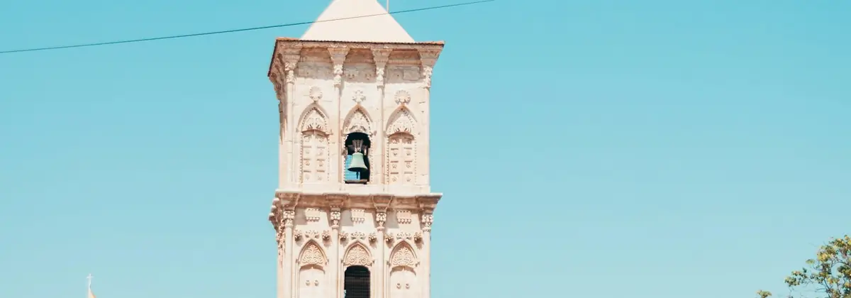 A bell tower in a Cypriot old town