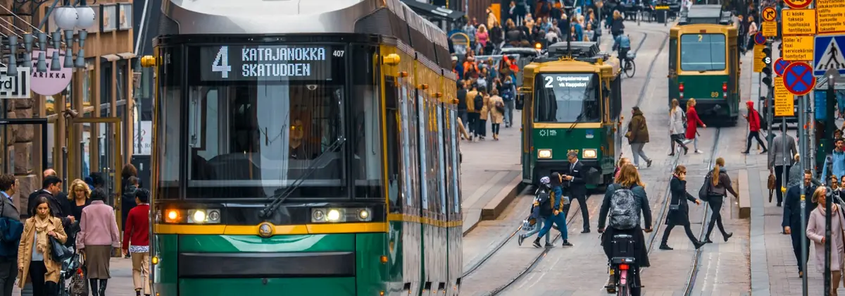 A tram in Helsinki