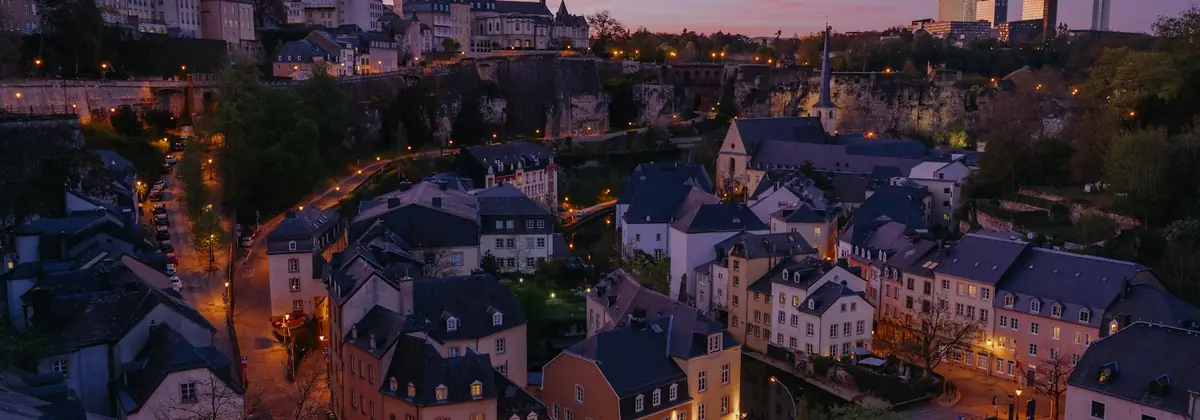 Luxembourg City's old town at dusk