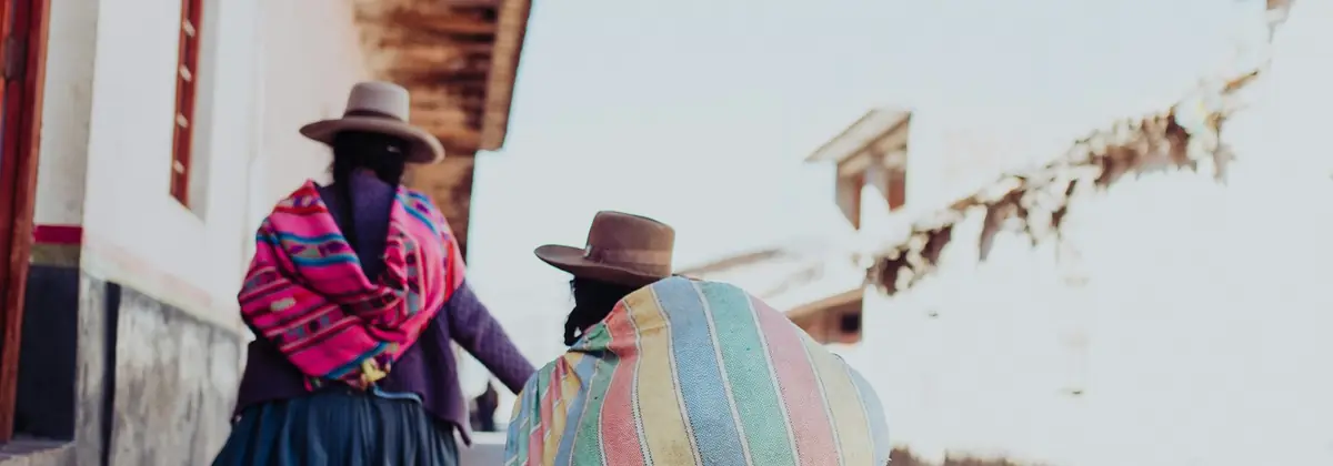 Women in traditional Andean dress in Peru
