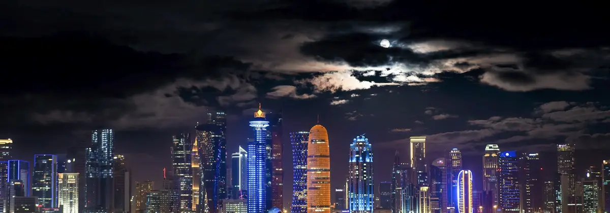 Doha's skyline at night