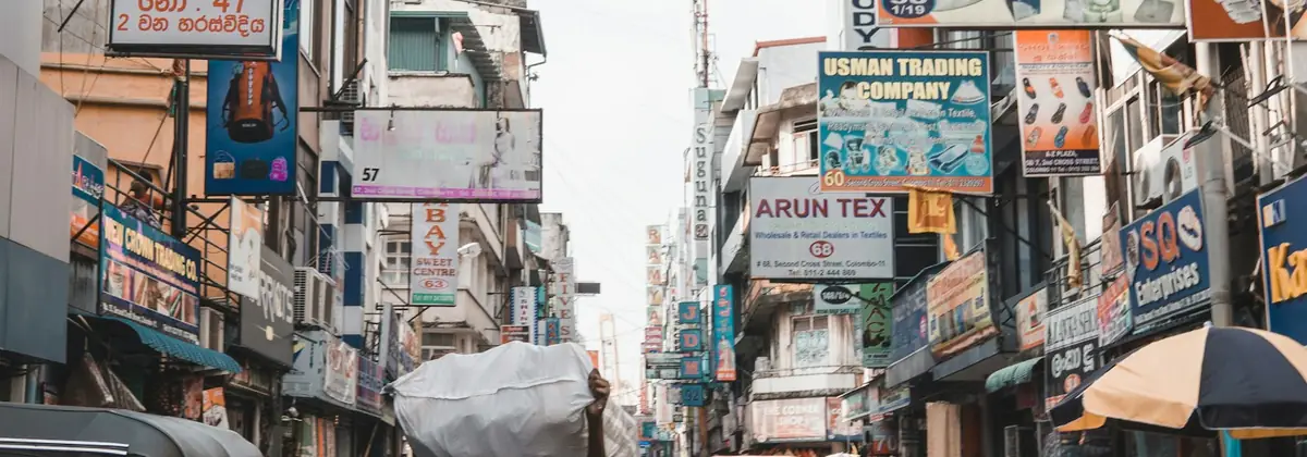 Shop signs on a Colombo street