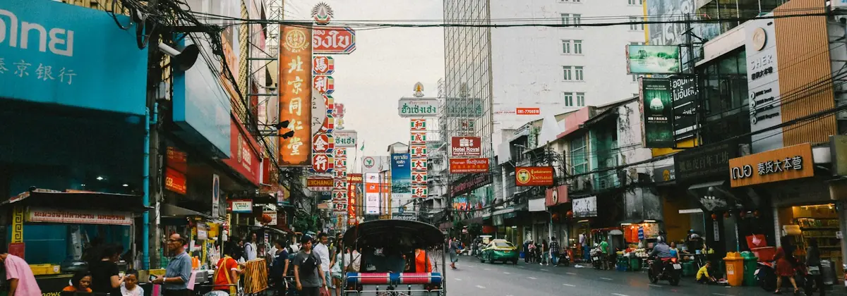 A busy street in Bangkok's Chinatown